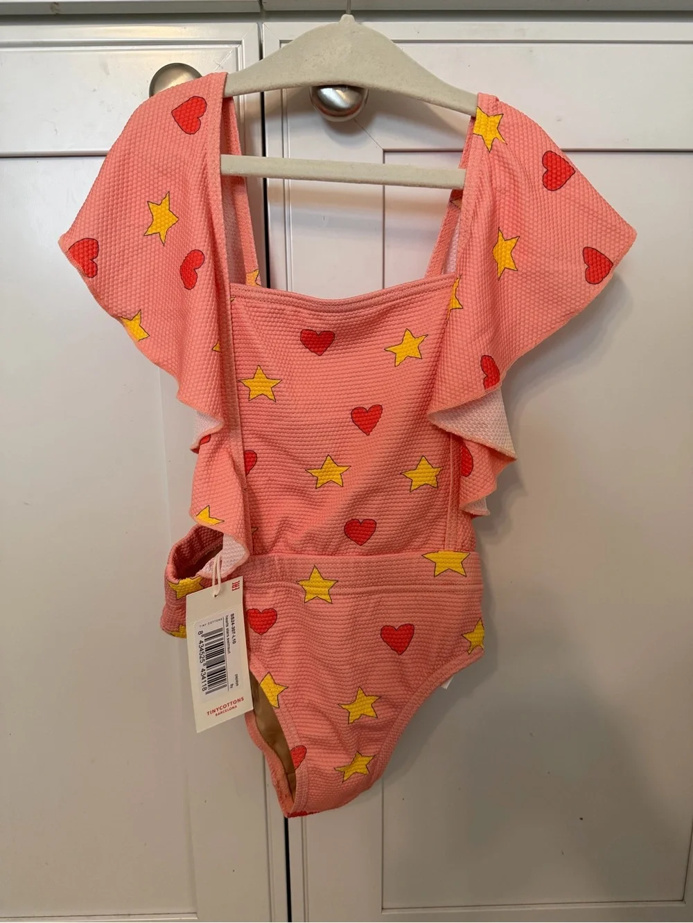 NWT TINYCOTTONS Hearts Stars Swimsuit - Papaya.  Size 8y
